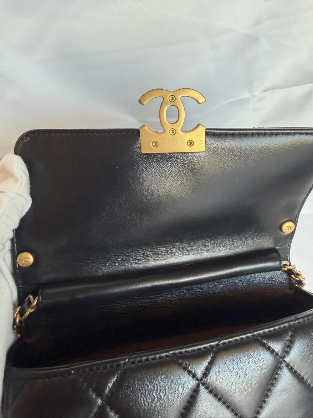CHANEL 24A Black Lambskin Mini Flap Chanel CC Turnlock Full Set Microchipped - Picture 11 of 16